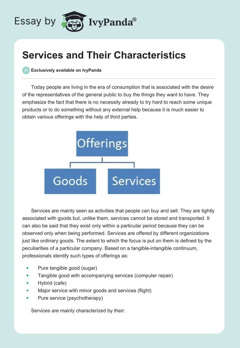 Services and Their Characteristics. Page 1