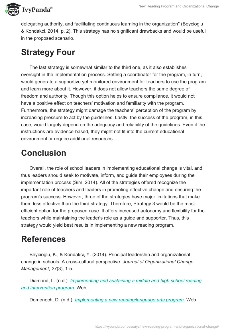 New Reading Program and Organizational Change. Page 3