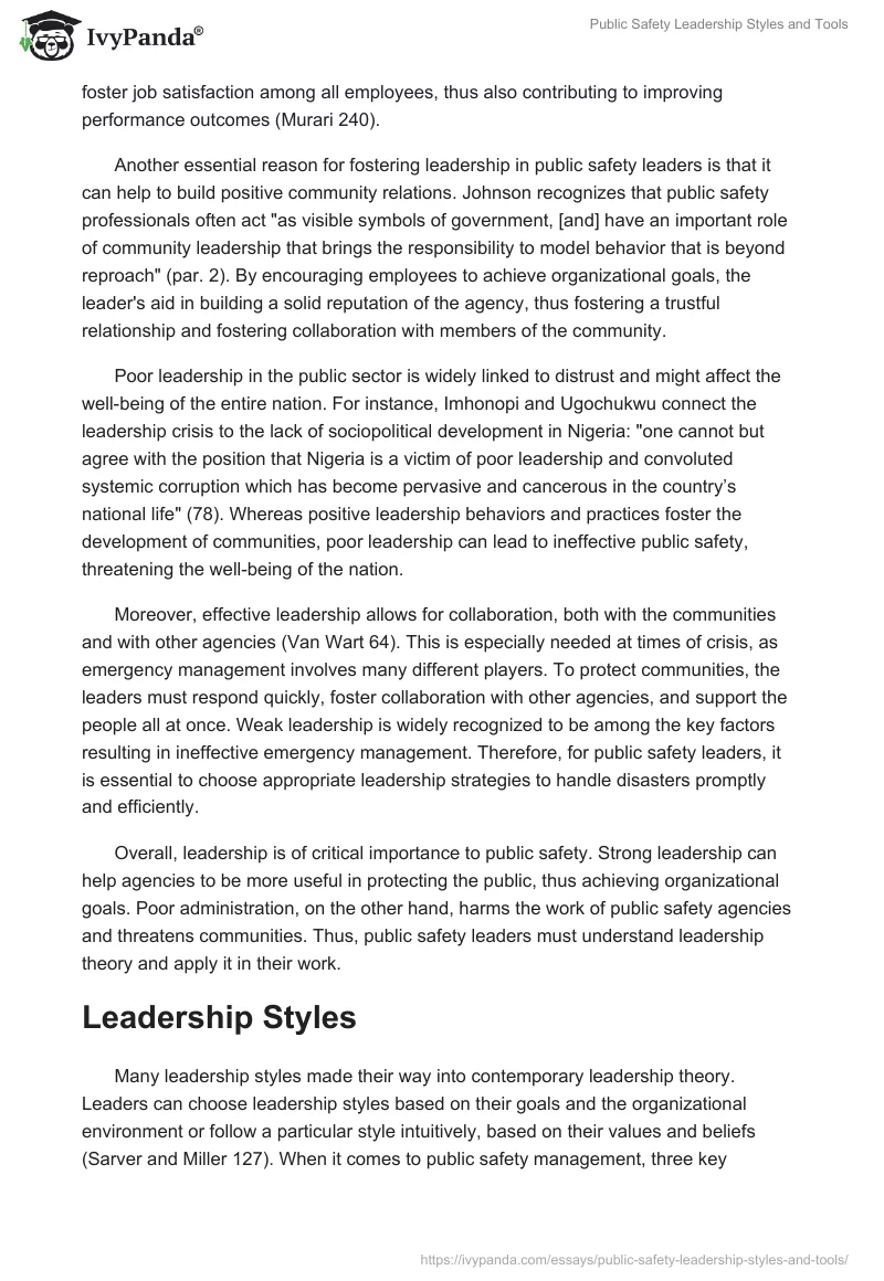 Public Safety Leadership Styles and Tools. Page 2