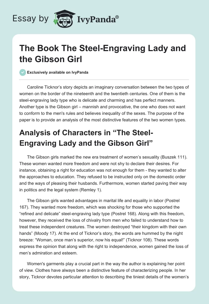 The Book "The Steel-Engraving Lady and the Gibson Girl". Page 1