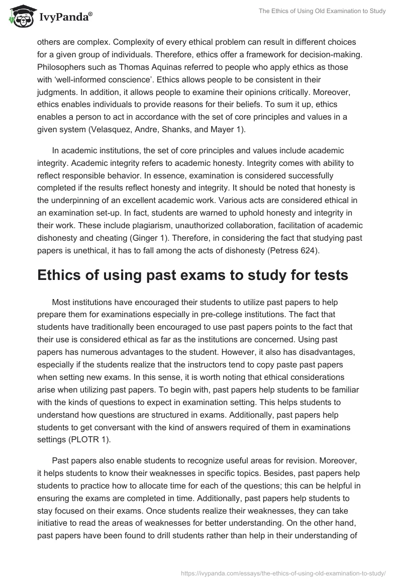 The Ethics of Using Old Examination to Study. Page 2