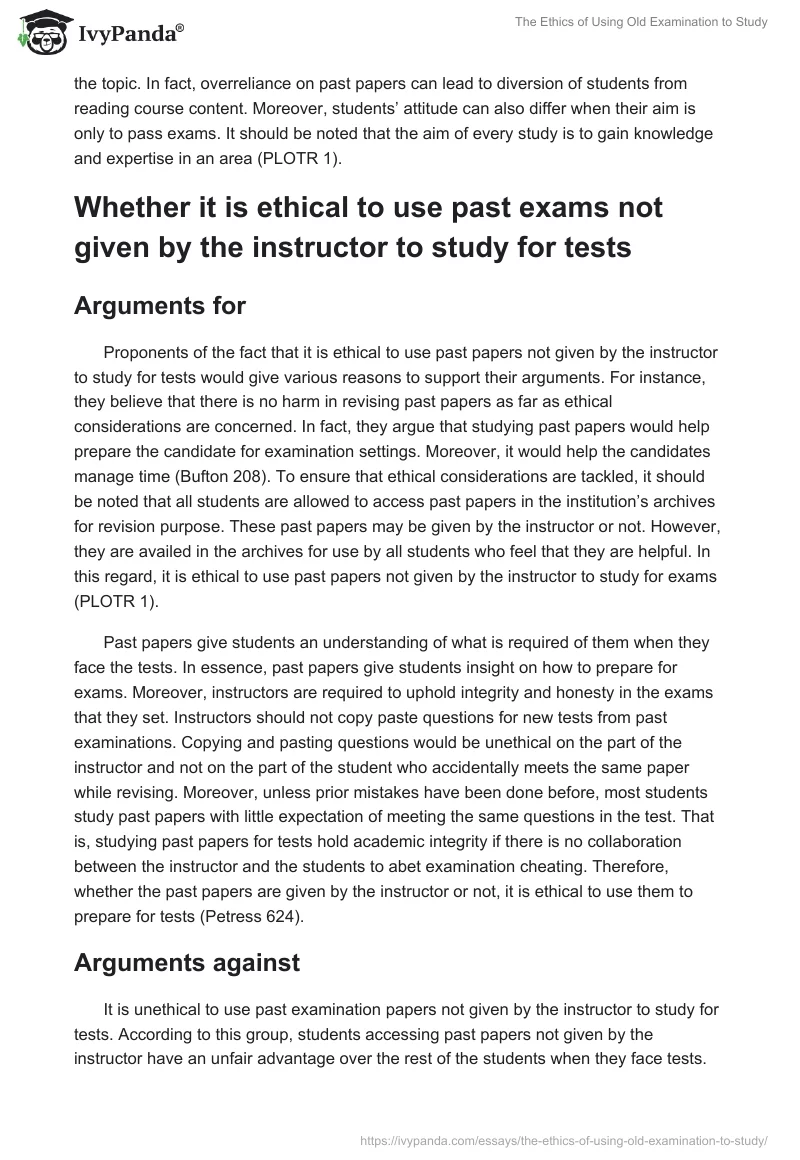 The Ethics of Using Old Examination to Study. Page 3