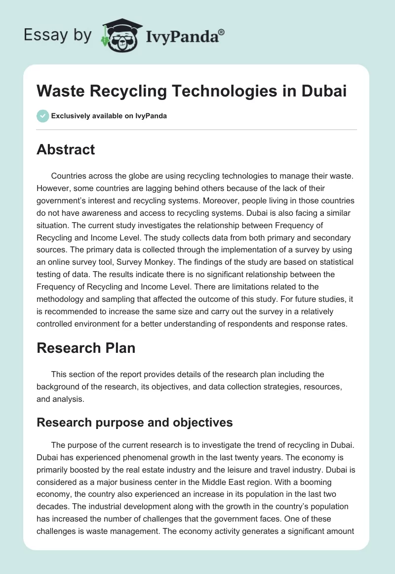 Waste Recycling Technologies in Dubai. Page 1