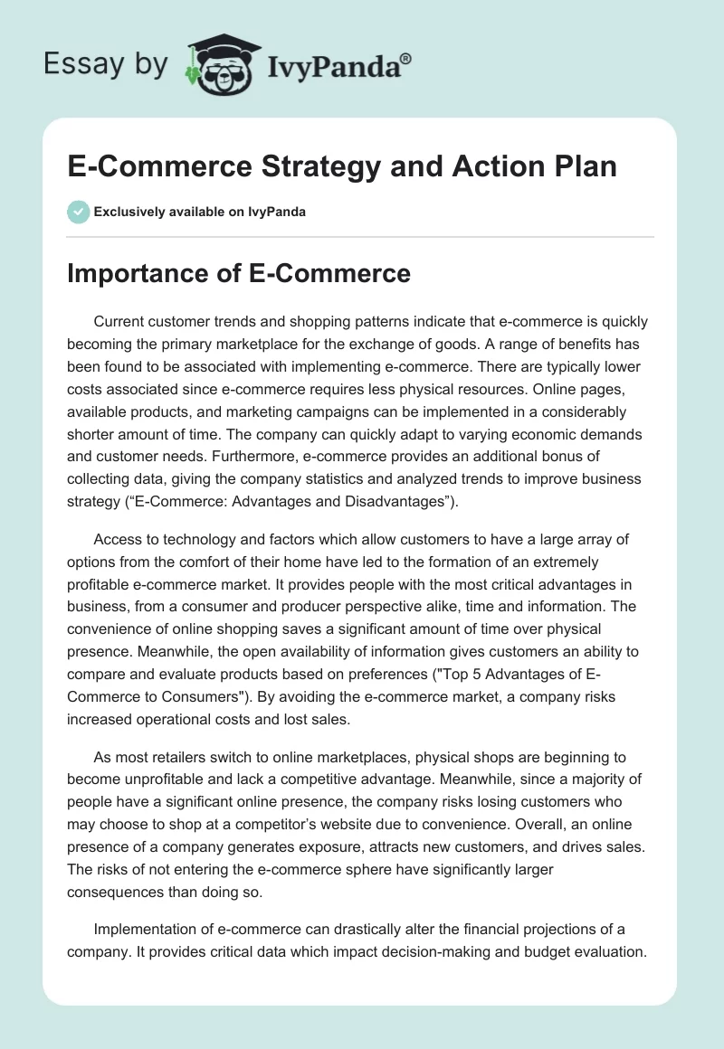 E-Commerce Strategy and Action Plan. Page 1