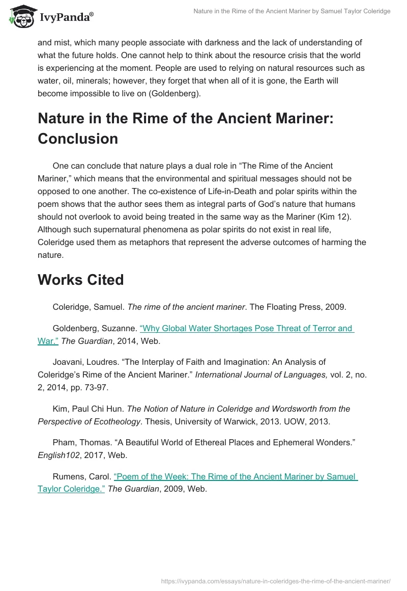 Nature in the Rime of the Ancient Mariner by Samuel Taylor Coleridge. Page 3