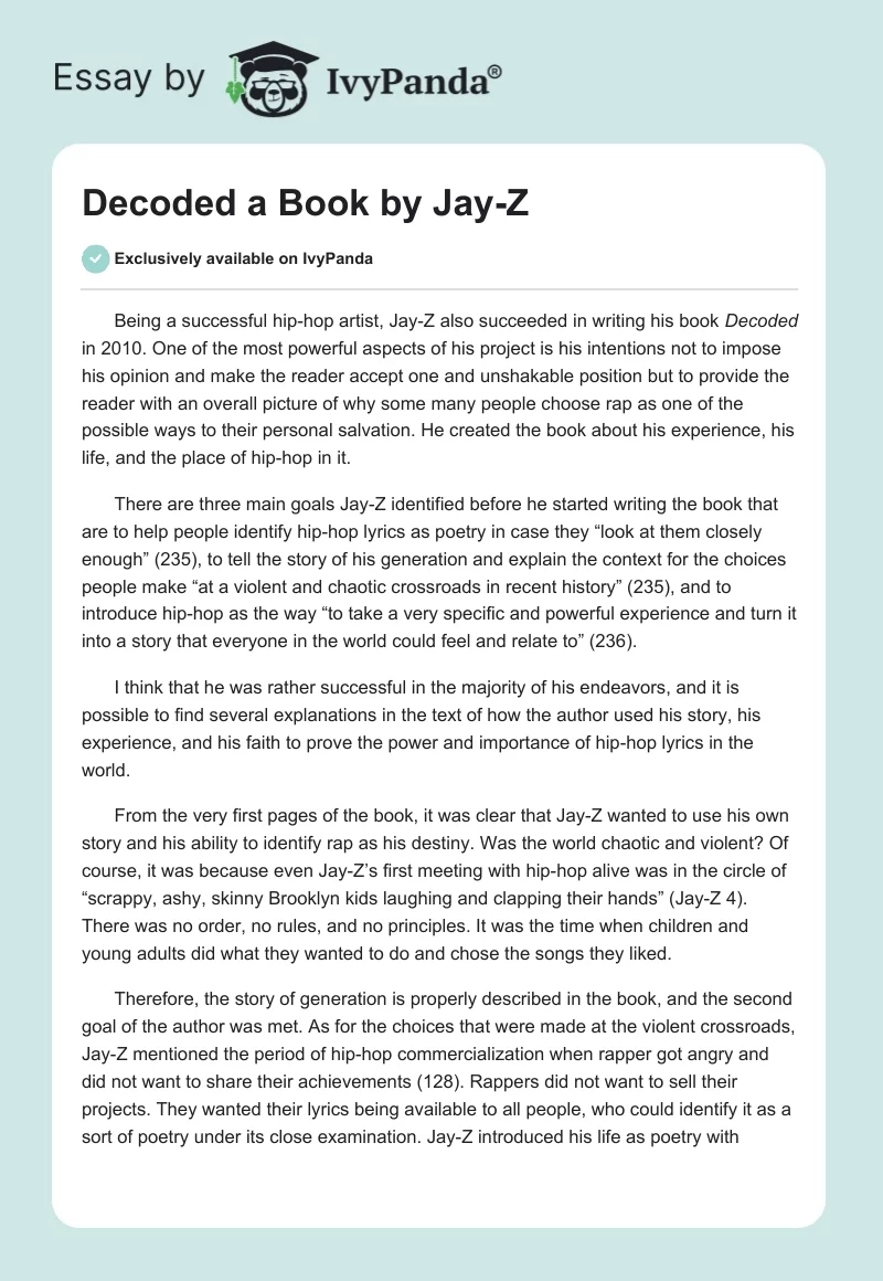 "Decoded" a Book by Jay-Z. Page 1