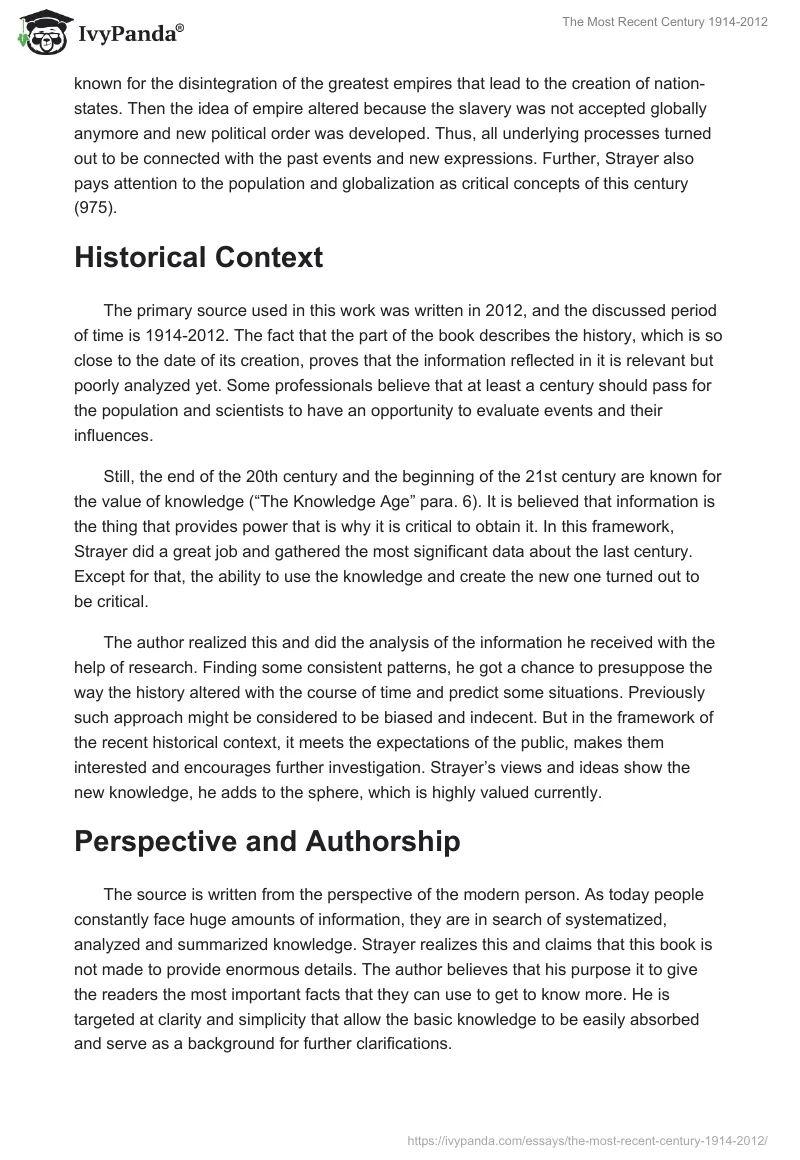 The Most Recent Century 1914-2012. Page 2