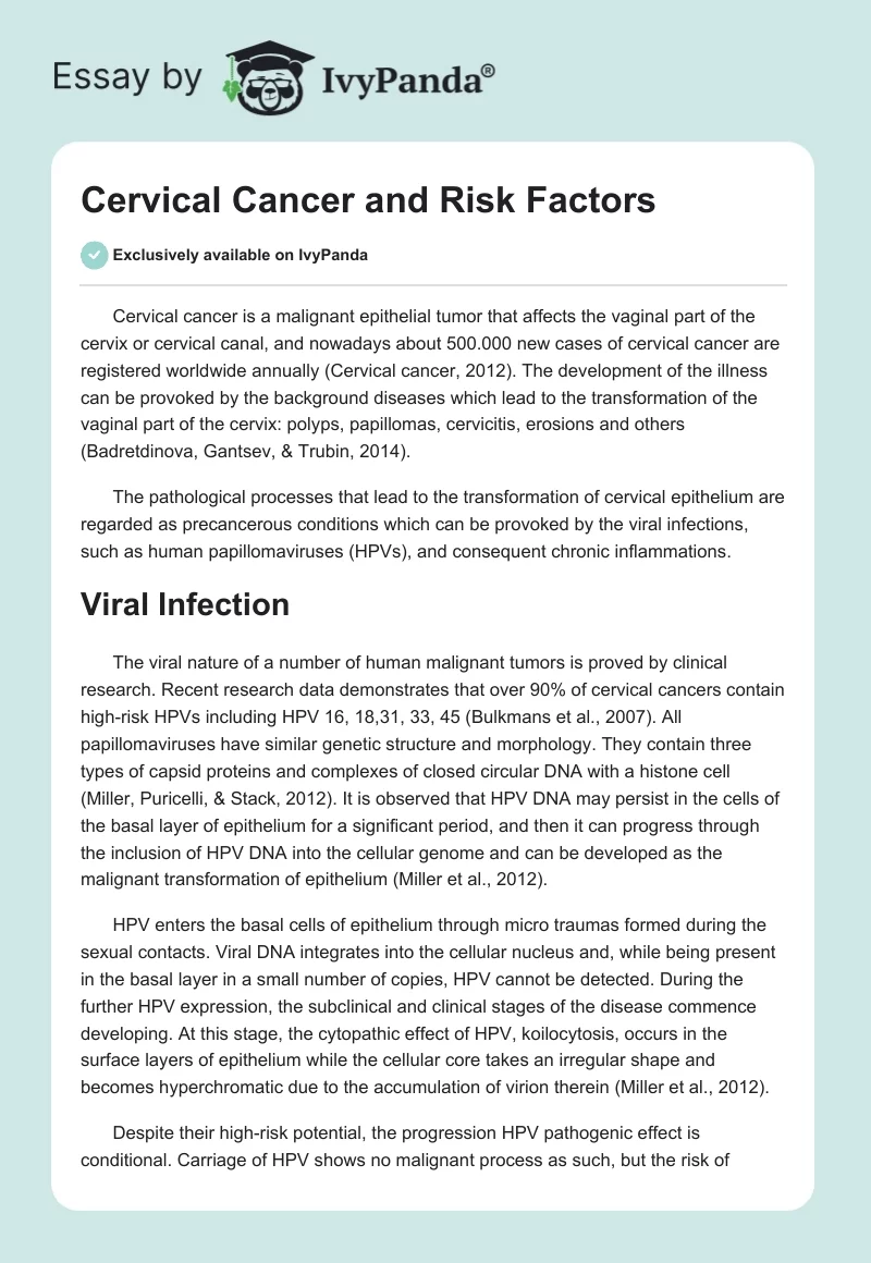 Cervical Cancer and Risk Factors. Page 1