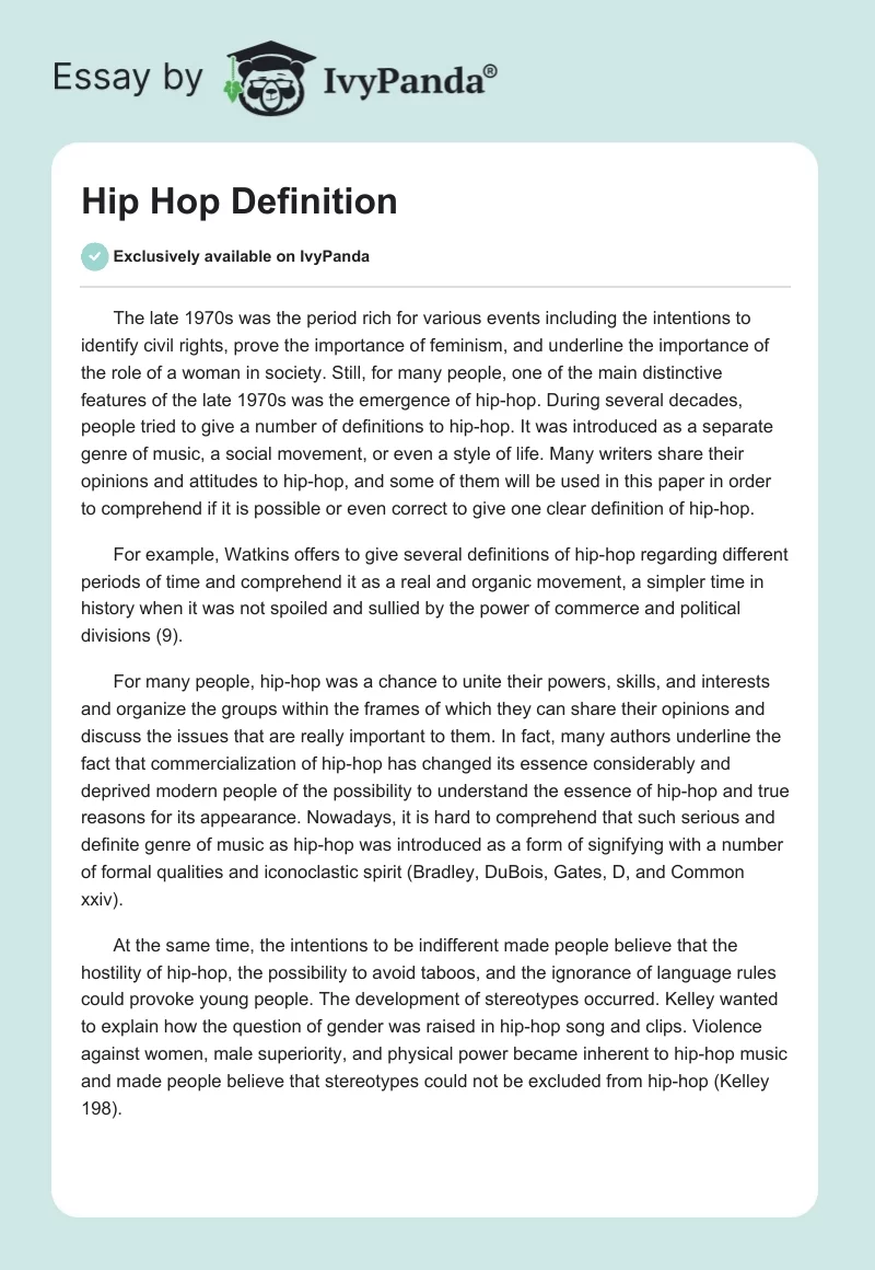 Hip Hop Definition. Page 1