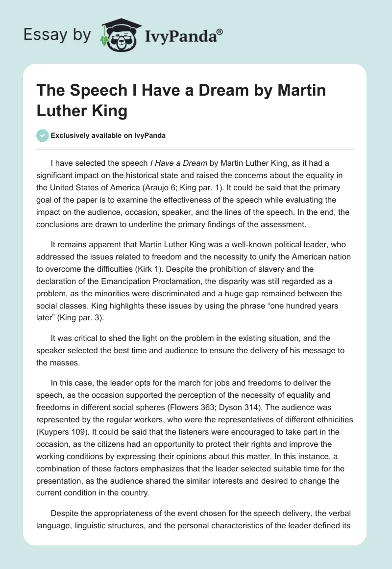 The Speech "I Have a Dream" by Martin Luther King. Page 1