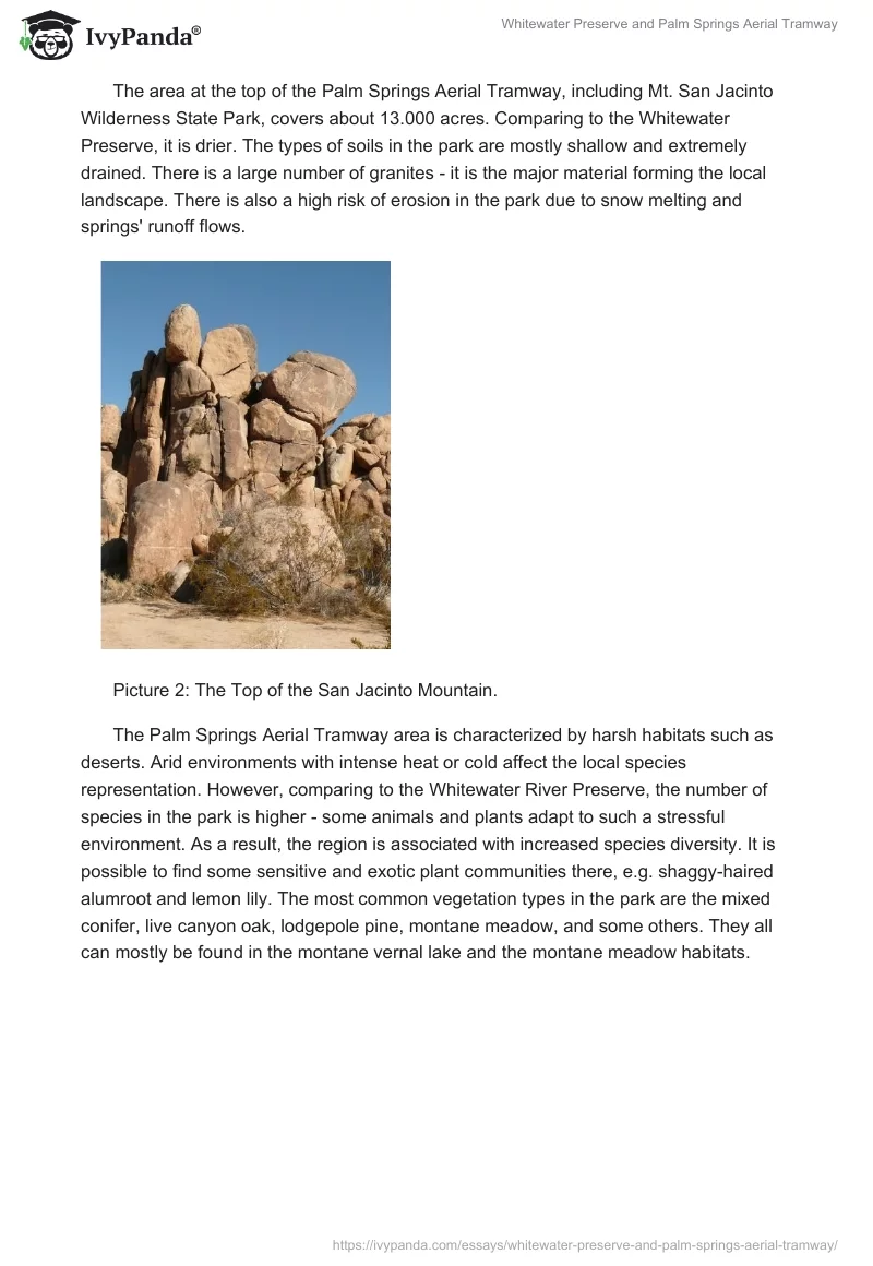 Whitewater Preserve and Palm Springs Aerial Tramway. Page 2