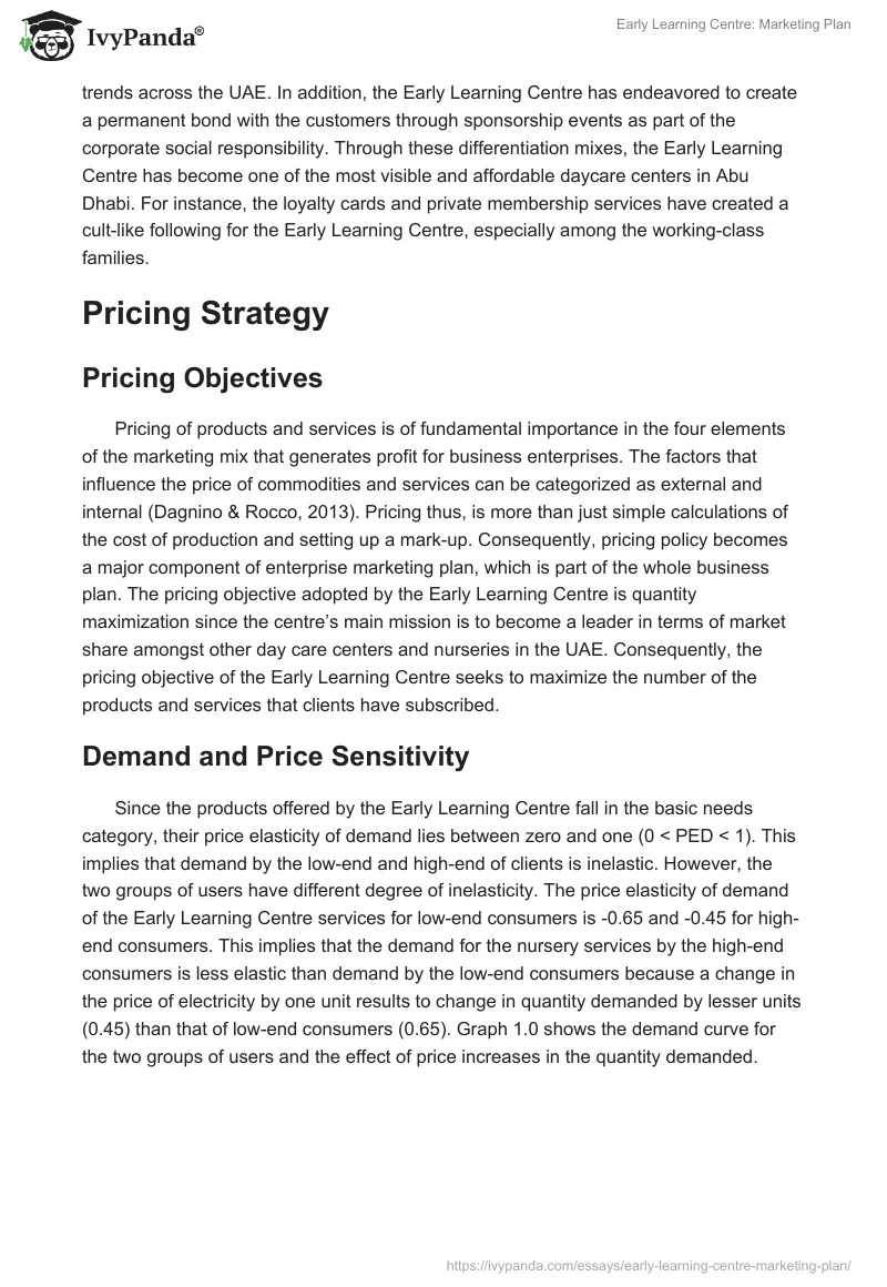 Early Learning Centre: Marketing Plan. Page 4