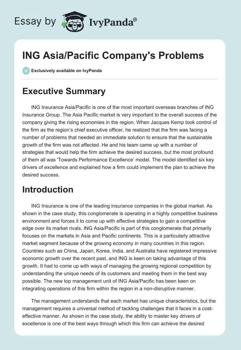 ING Asia/Pacific Company's Problems. Page 1