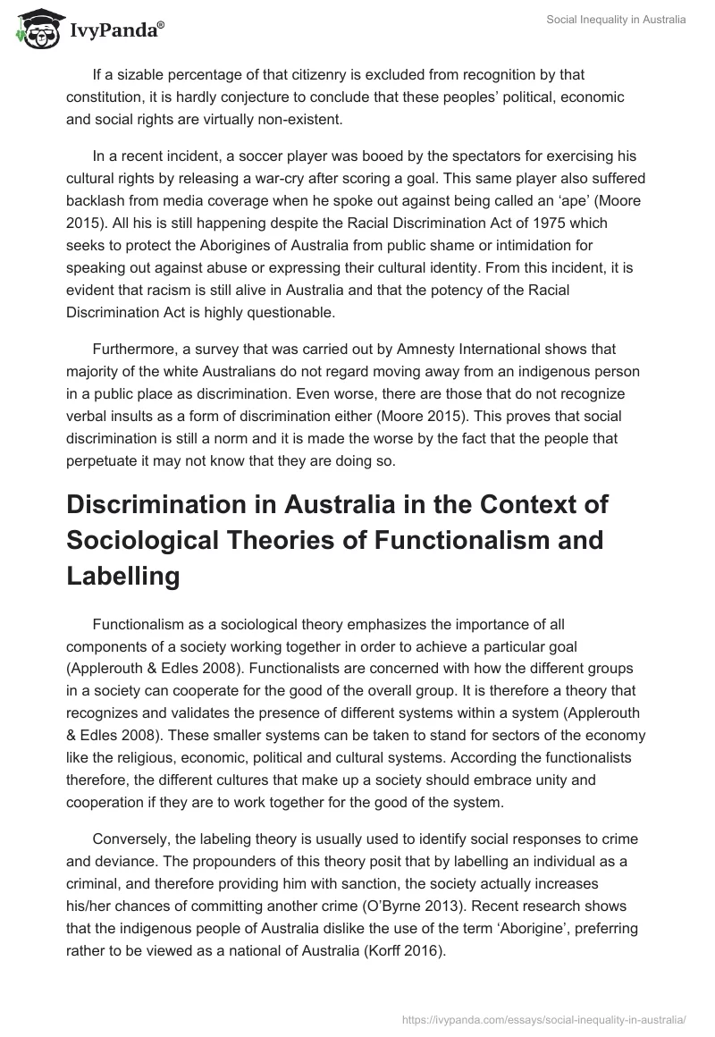 Social Inequality in Australia. Page 2