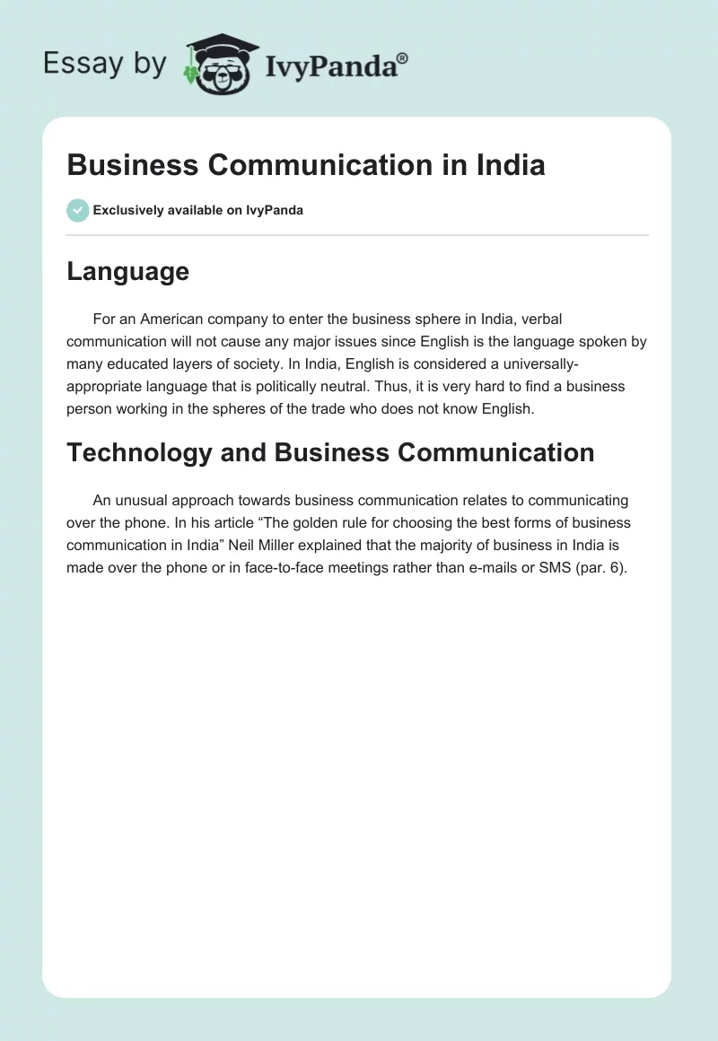 Business Communication in India. Page 1