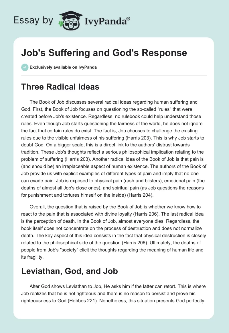 Job's Suffering and God's Response. Page 1