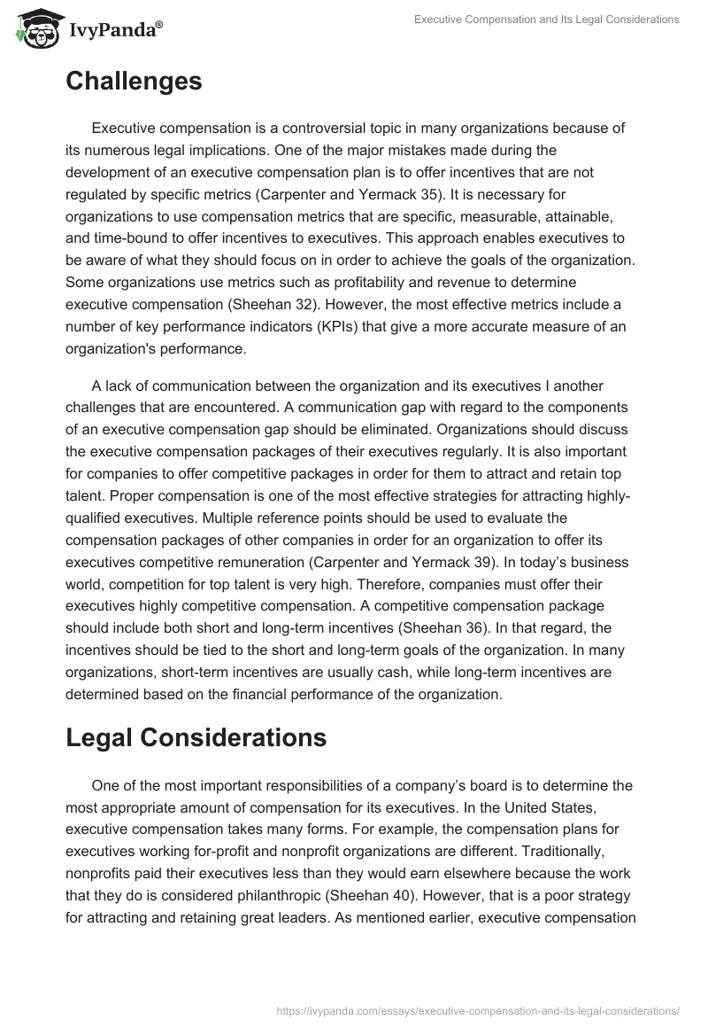 Executive Compensation and Its Legal Considerations. Page 2
