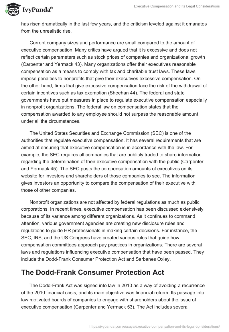 Executive Compensation and Its Legal Considerations. Page 3