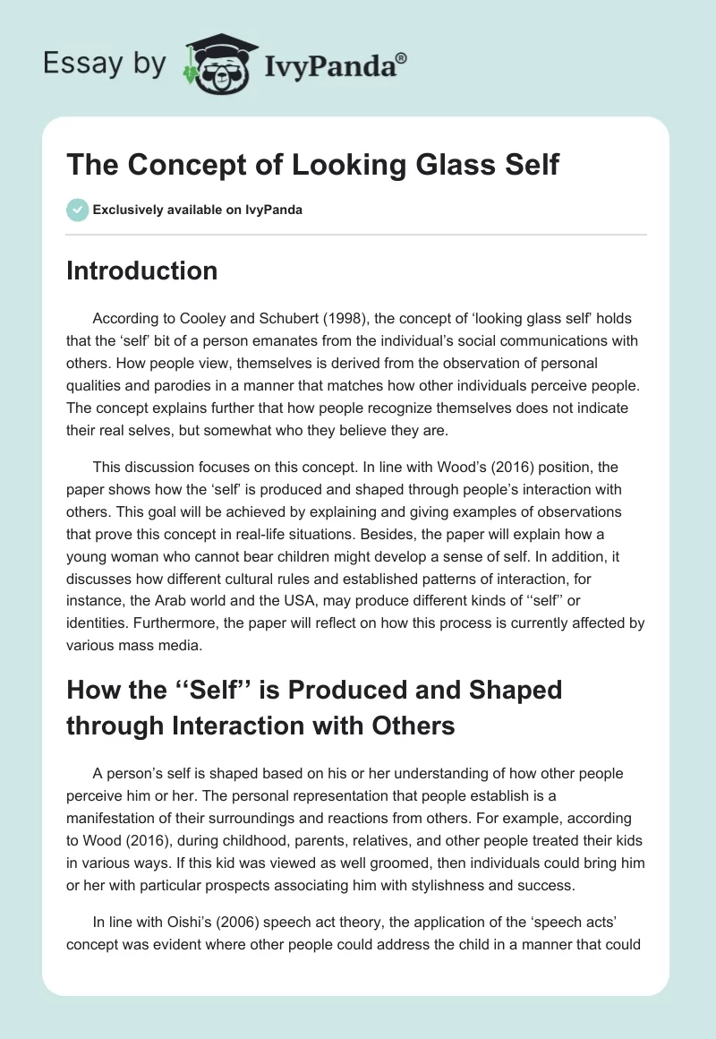 The Concept of "Looking Glass Self". Page 1