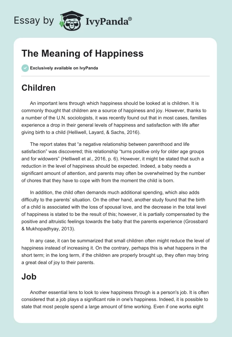 The Meaning of Happiness. Page 1