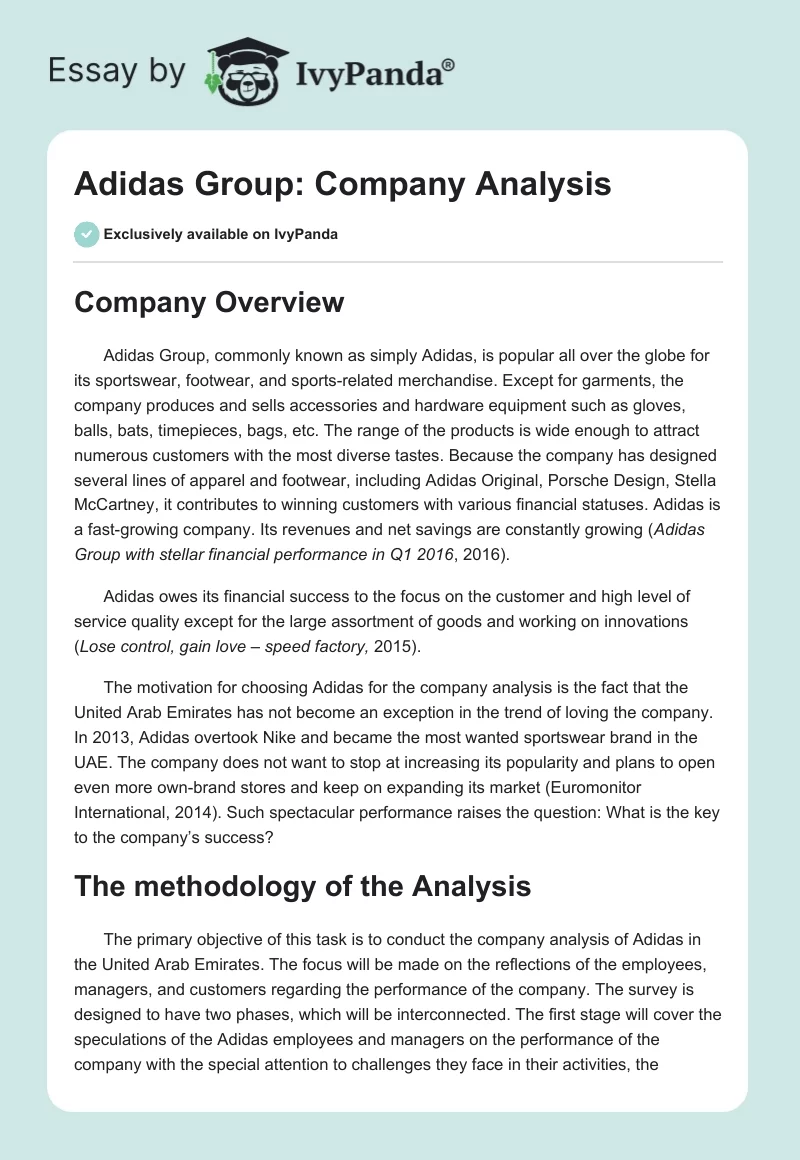 Adidas Group: Company Analysis. Page 1