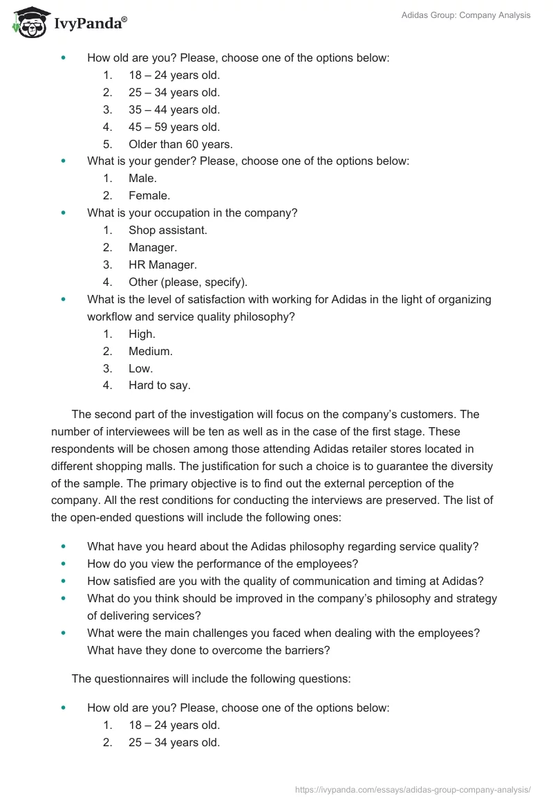 Adidas Group: Company Analysis. Page 3