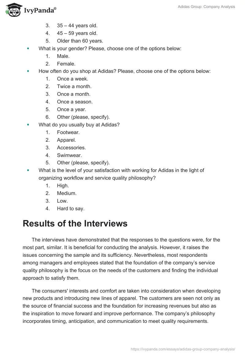 Adidas Group: Company Analysis. Page 4