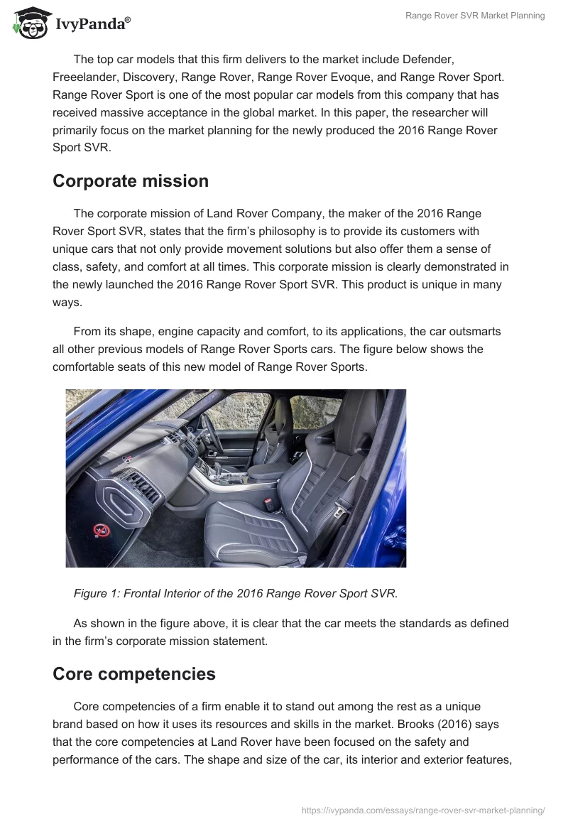 Range Rover SVR Market Planning. Page 2