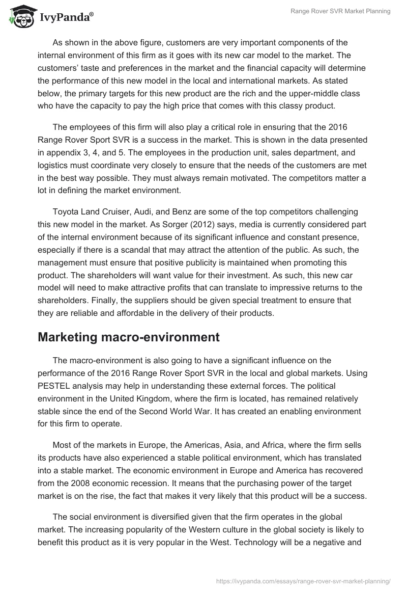 Range Rover SVR Market Planning. Page 4