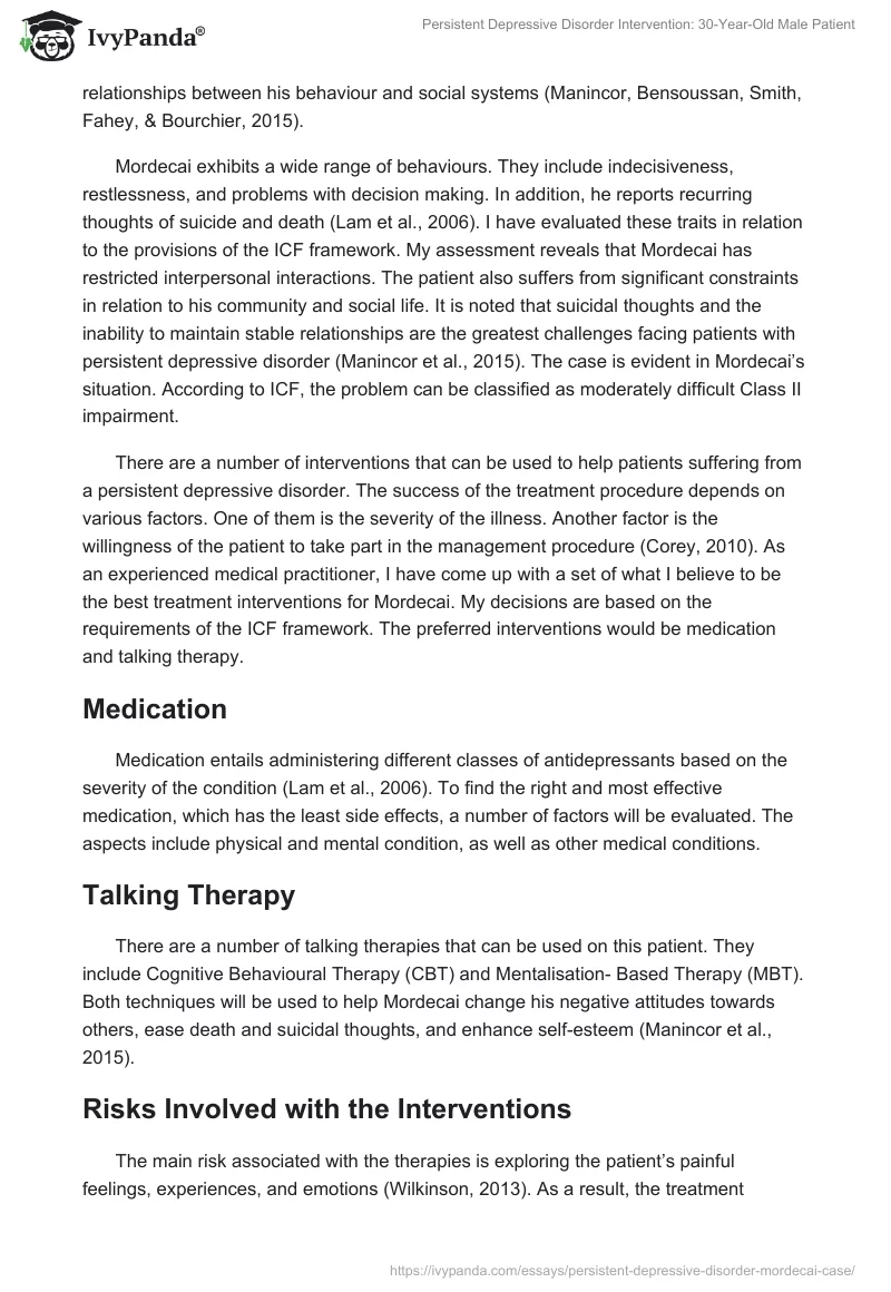 Persistent Depressive Disorder Intervention: 30-Year-Old Male Patient. Page 2