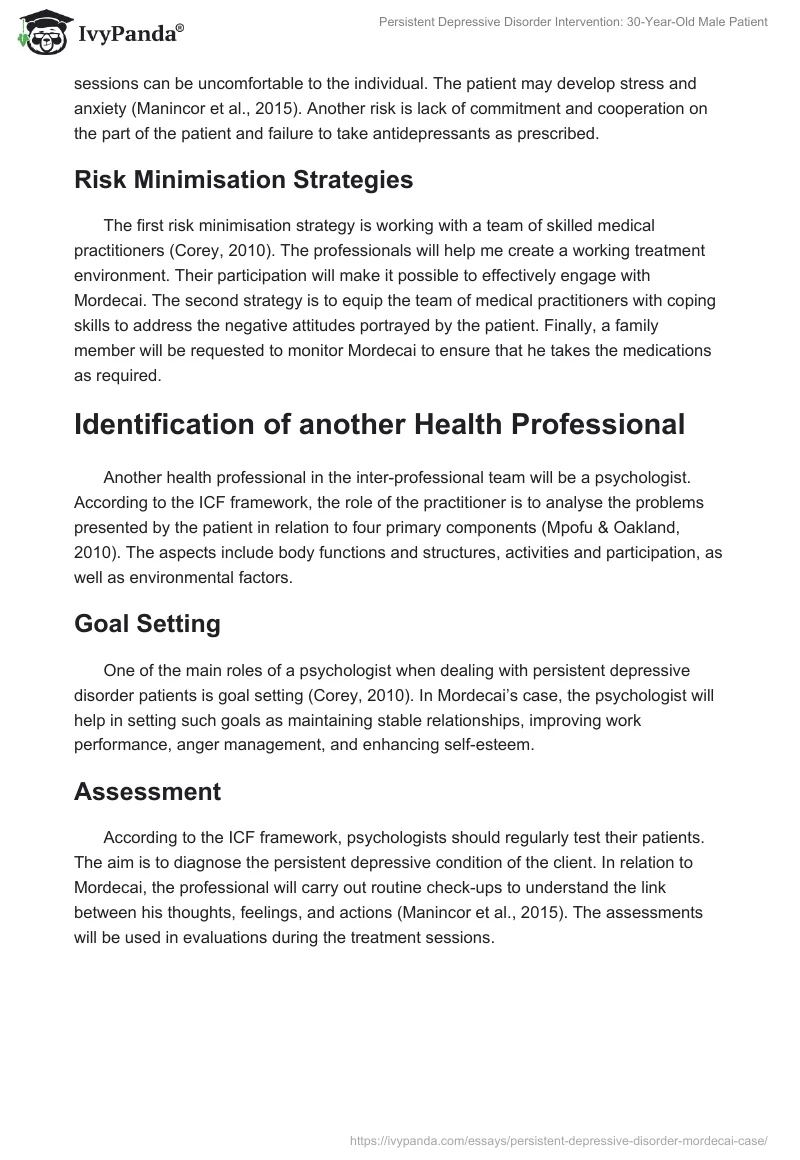 Persistent Depressive Disorder Intervention: 30-Year-Old Male Patient. Page 3