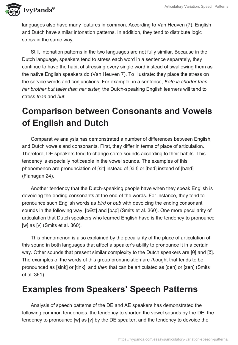 Articulatory Variation: Speech Patterns. Page 2