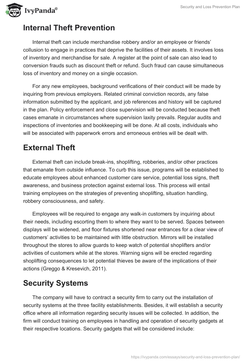 Security and Loss Prevention Plan. Page 3