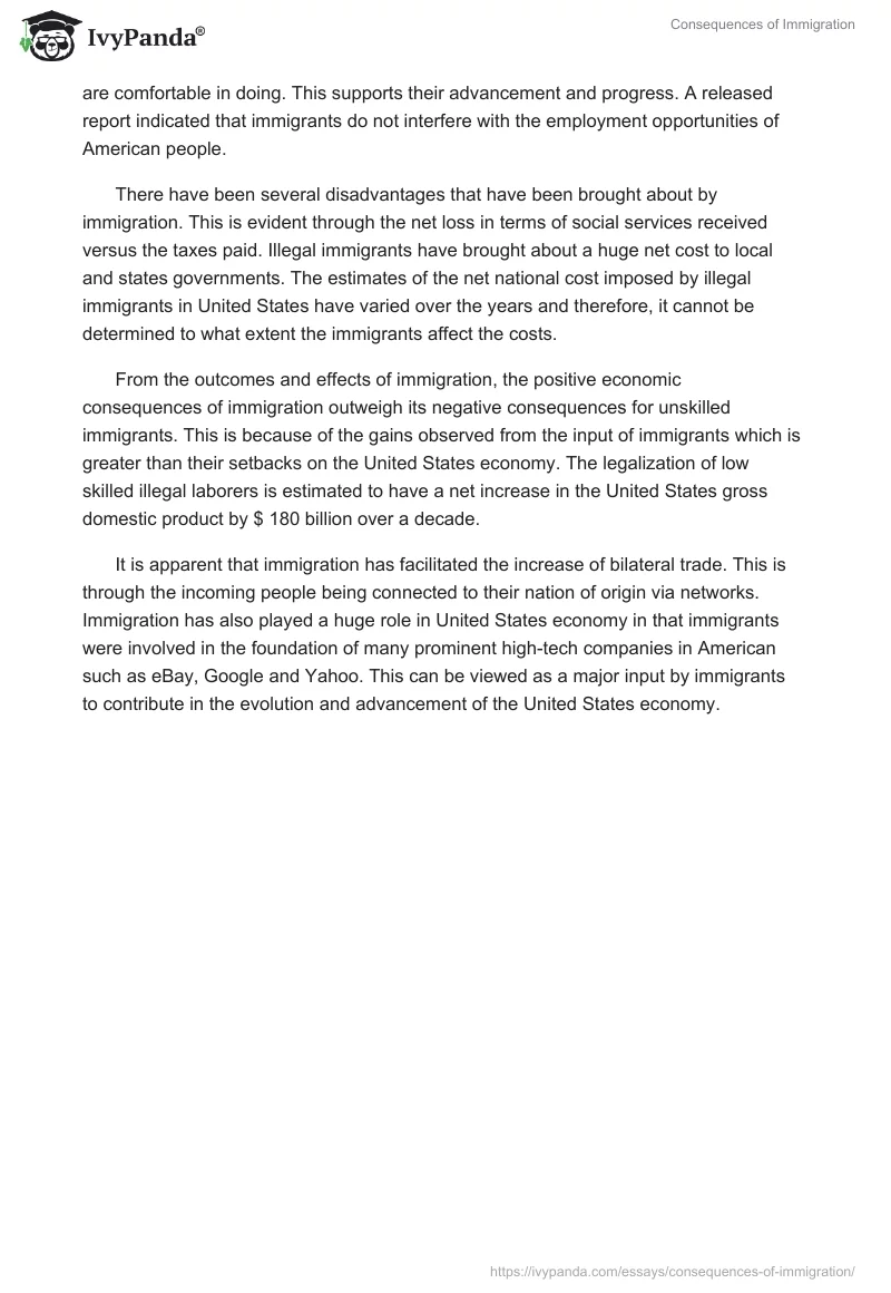 Consequences of Immigration. Page 2