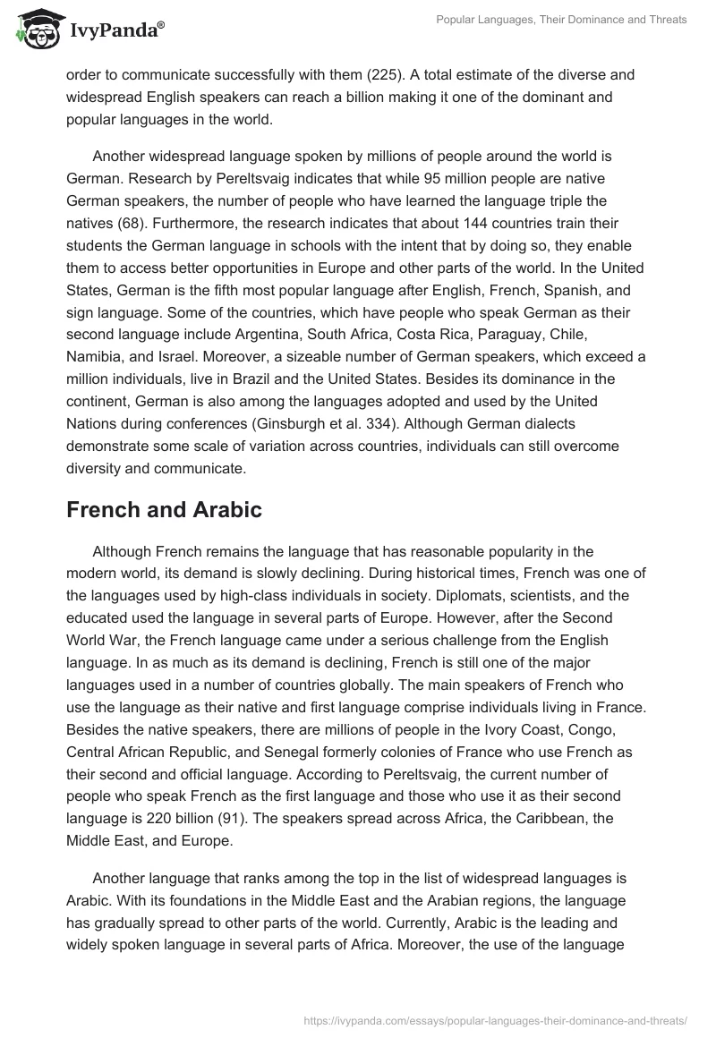 Popular Languages, Their Dominance and Threats. Page 2