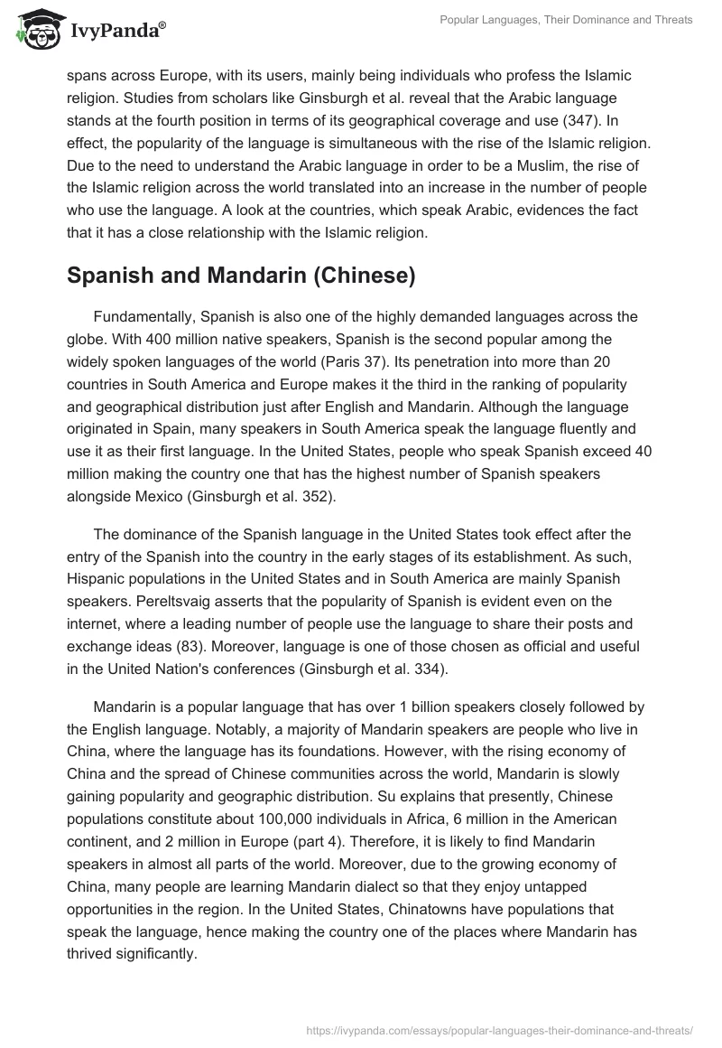 Popular Languages, Their Dominance and Threats. Page 3