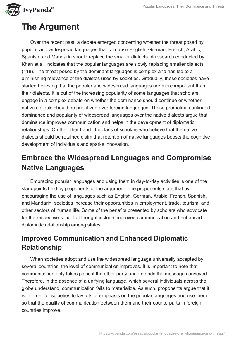 Popular Languages, Their Dominance and Threats. Page 4