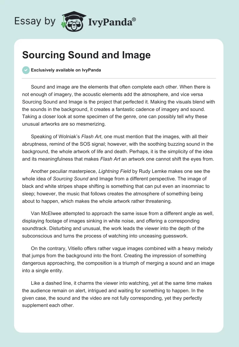 Sourcing Sound and Image. Page 1