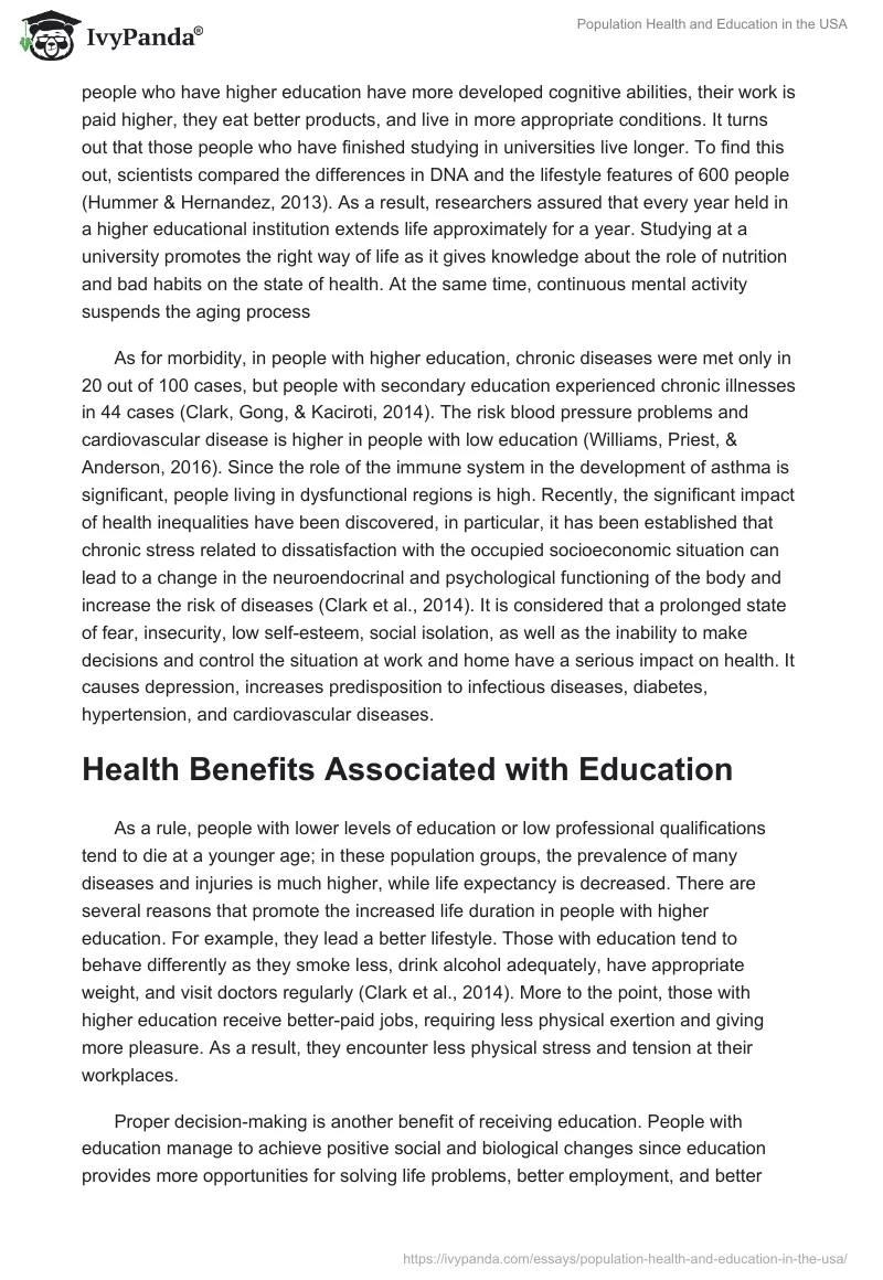 Population Health and Education in the USA. Page 3