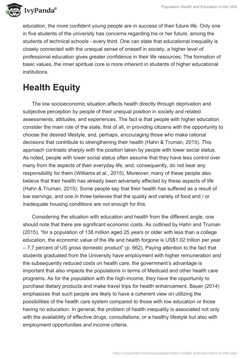 Population Health and Education in the USA. Page 5