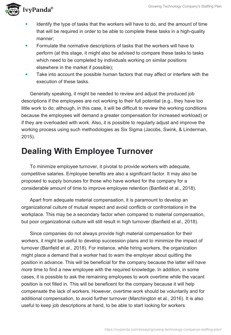 Growing Technology Company's Staffing Plan. Page 3