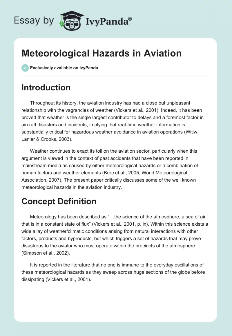 Meteorological Hazards in Aviation. Page 1
