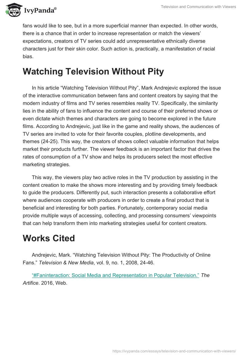 Television and Communication with Viewers. Page 2