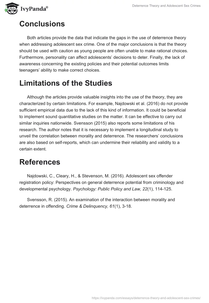 Deterrence Theory and Adolescent Sex Crimes. Page 3