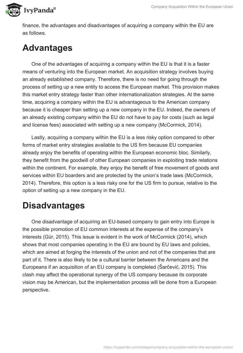 Company Acquisition Within the European Union. Page 2