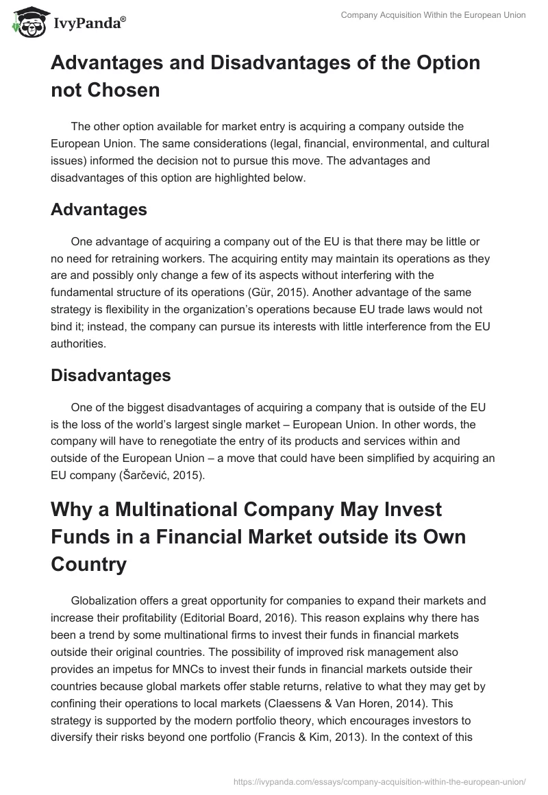 Company Acquisition Within the European Union. Page 3