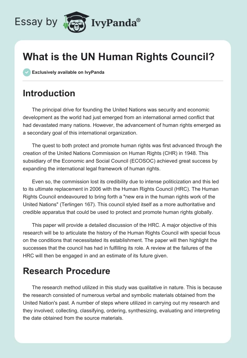 What is the UN Human Rights Council?. Page 1