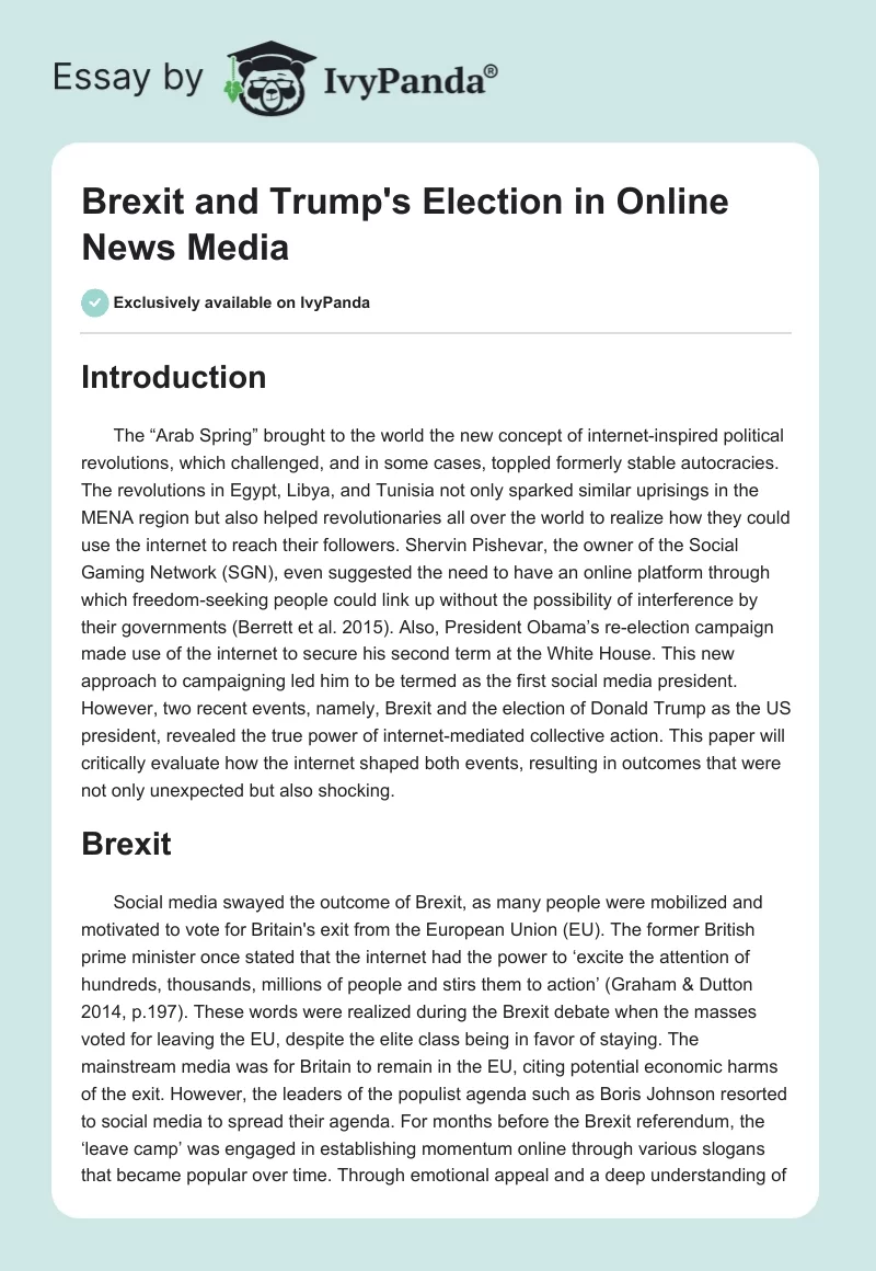 Brexit and Trump's Election in Online News Media. Page 1