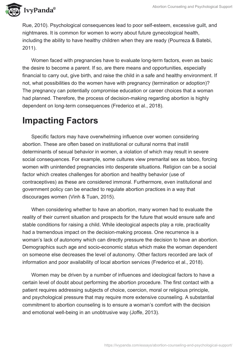 Abortion Counseling and Psychological Support. Page 2