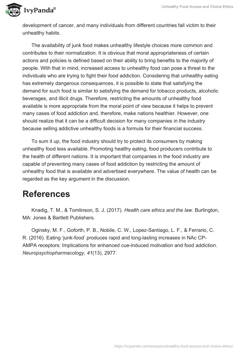 Unhealthy Food Access and Choice Ethics. Page 2